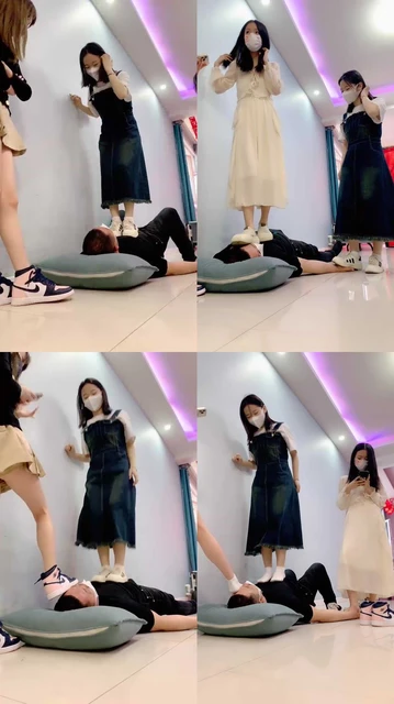 【精神小妹】3S学生主暴力跳踩场/重度跺/踩头