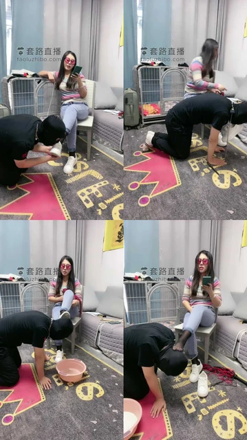 【伊兮夫妻】小白鞋牛仔裤踩踏羞辱贱狗