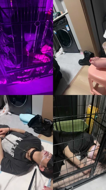 【杭州璐璐】铁链拴狗捆绑-囚禁狗笼-羞辱喂食-赏赐圣水-塞嘴