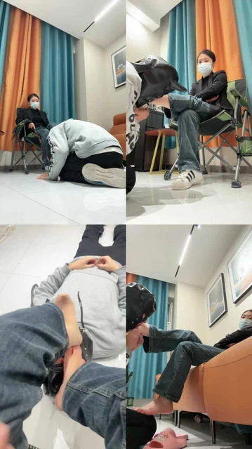 【雅妈】转胯狗爬鞭打/小白鞋踩虐/吮吸脚趾/脚踩喂食