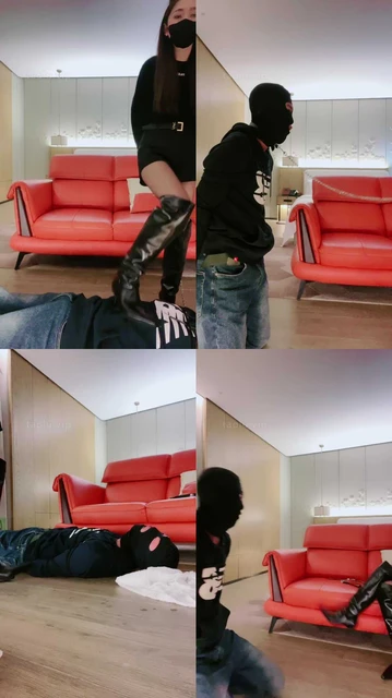 【川野尤娜】长靴S-全体重踩踏/拽狗链踢踹/黑丝脚深喉