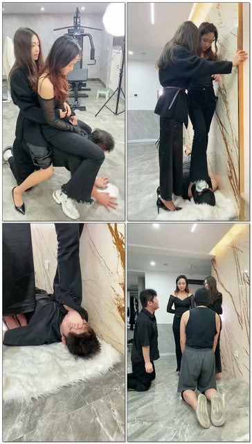 【麋鹿银儿】素人系列6女同接吻男狗受罪，冰火两重天