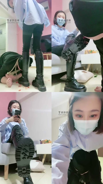 【Q月s】TJ场：黑色马丁靴骑马踩踏遛狗喂食