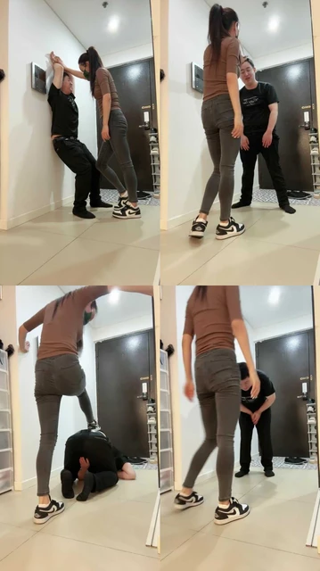 【苒溪】皮裤女神S-AJ白棉袜气味辱/踢裆