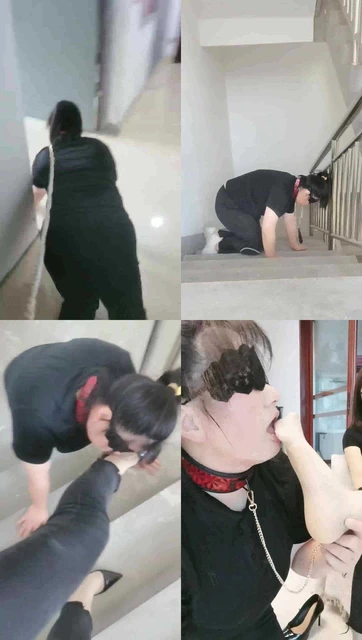 【凌儿】母畜-楼道骑马转胯/藤条抽/舔肉丝高跟