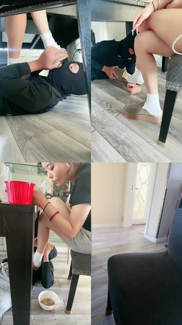 【Esse殿下】桌底视角-脏鞋白袜踩踏喂食