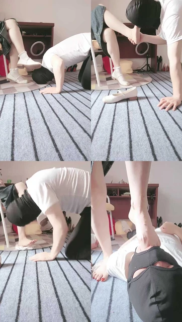 【BiBi团】白袜脚蹂躏踩/鞭打/脚插嘴/脚趾玩狗舌