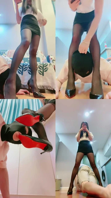 【甜一】黑丝高跟脚下舔/转胯爬行