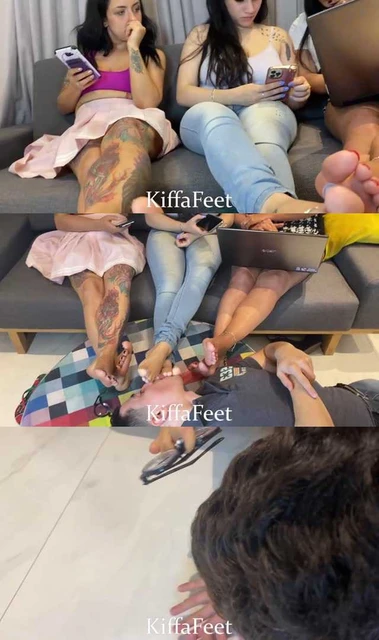 【欧美女王】Kiffa和Lana带着闺蜜用原味脏脚玩弄瓶底眼镜四眼狗!脚趾里都是泥!