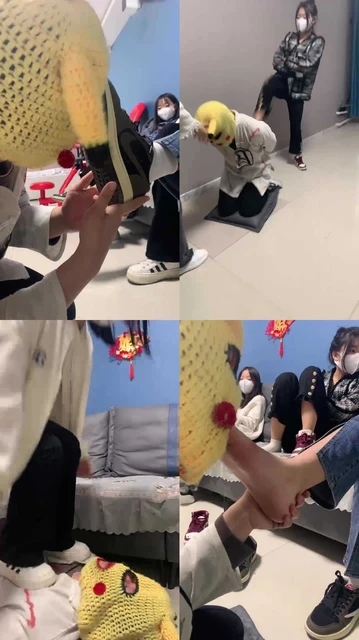 【精神小妹】4S群调群虐-运动鞋棉袜舔/全体重踩踏/提档耳光