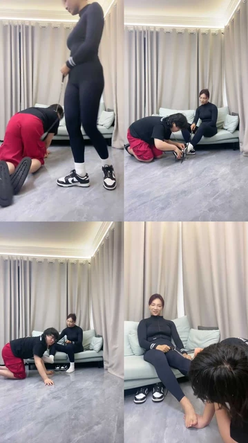 【素人挖掘机】运动鞋白袜踩踏/鞭打/骑马转胯