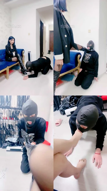 【兔兔大人】跪舔高跟长靴/白袜塞嘴/全体重踩踏