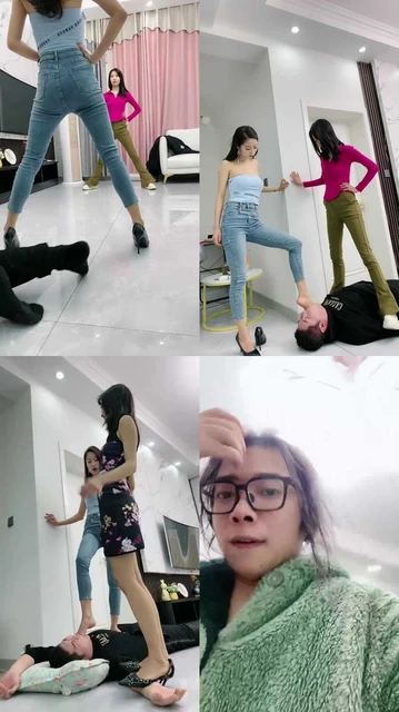 【麋鹿银儿】姐妹花暴力踩踏深喉贱狗