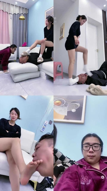 【麋鹿银儿】毛拖鞋白袜暴力踩虐狗