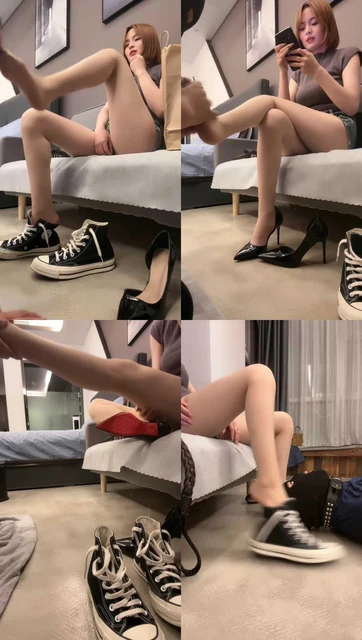 【美女祖宗】帅酷小姐姐帆布鞋+高跟踩狗/肉丝恋足调/转胯爬行