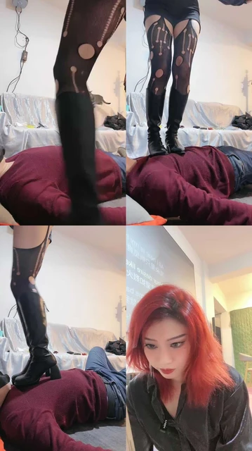 【冰诺】粗高跟长靴全体重踩地毯狗