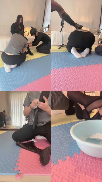 【苒溪】双M-跪舔脏鞋底/重度鞭打/长靴提档/踩踏喂食【双视角版】