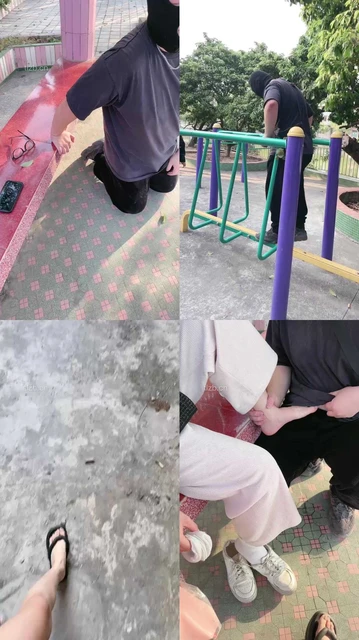 【LL77】户外双S遛狗-拖鞋小白鞋白袜辱【双视角版】