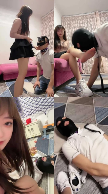 【小灵灵】转胯狗爬/鞭打/清理脏鞋船袜/吮吸脚趾/喂圣水