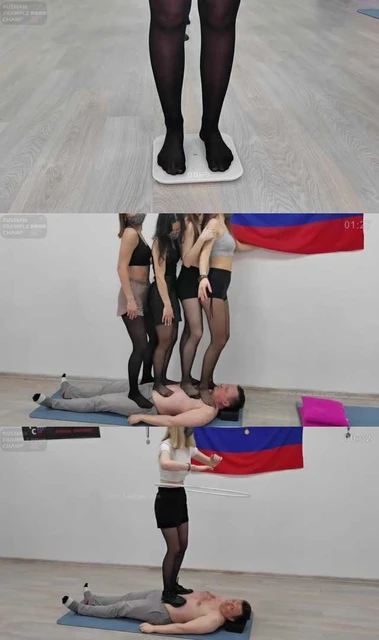 【欧美女王】1小时莫斯科女神团8人黑丝群踩！皮靴高跟原味脚,坐脸踩脸玩呼啦圈