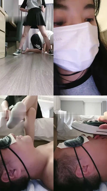 【米小唐】高帮帆布鞋白袜踩/转胯爬行