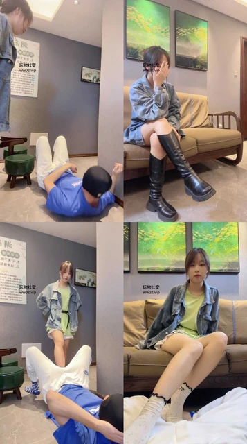 【狗哥】素人S-长靴白袜踩虐犯贱奴