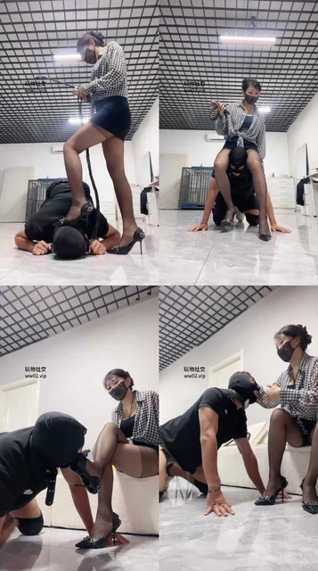 【喵主】掐乳/鞭打/黑丝高跟踩/狗盆喂食