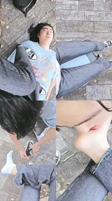 【奶味小仙女】户外帆布鞋蓝色棉袜踩狗