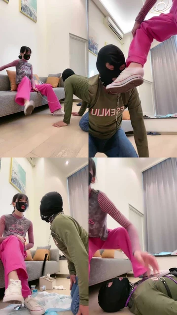 【暴力美学】帆布鞋踩酸奶喂食/转胯/束缚衣鞭打