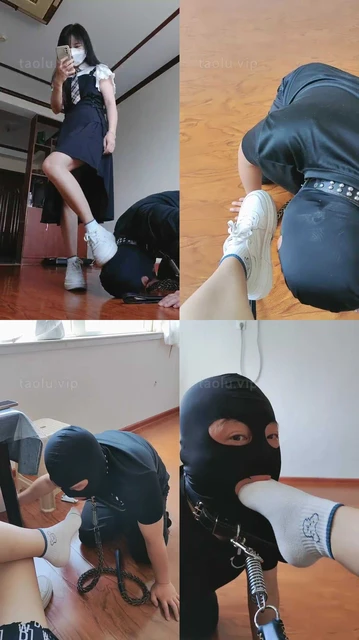 【悦主大大】惩罚猥琐狗-舔闻小白鞋白袜/狗链遛狗/圣水嘴洗袜子