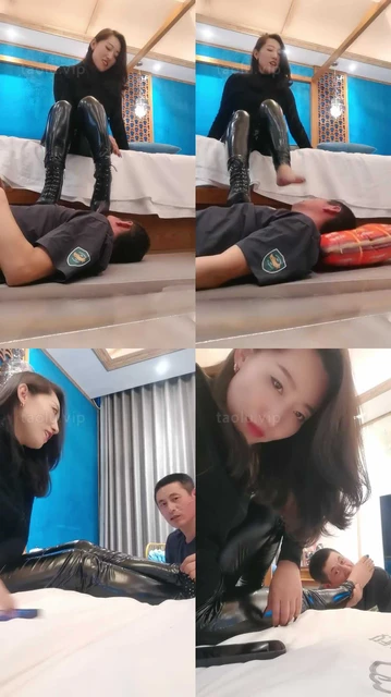 【冷御女王】高跟短靴裸足踩脚垫/耳光