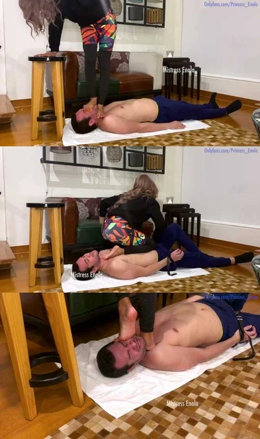 【欧美女王】Enola 全体重踩踏喉咙,脚趾踩喉咙和插鼻孔