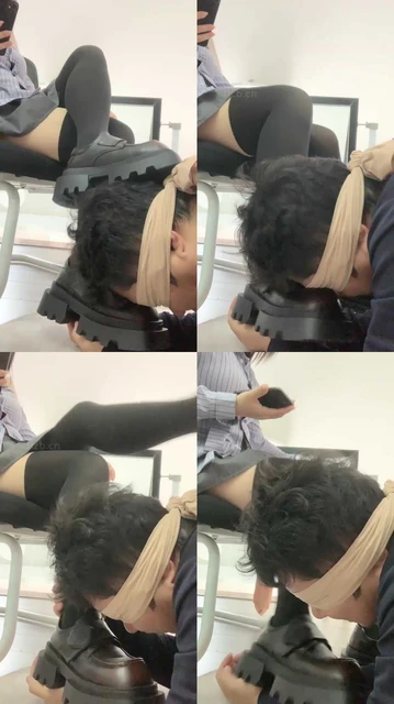 【迦娜】训练狗舌-脏皮鞋过膝黑袜/踩踏【完整版】