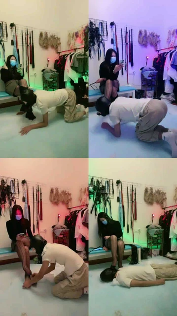 【月亮绳缚】跪舔长靴黑丝-鞭打