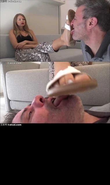 【欧美女王】Gabriella女神原味凉拖暴踹狗脸！狗舌头像鞋刷子一样狂舔脏鞋底！