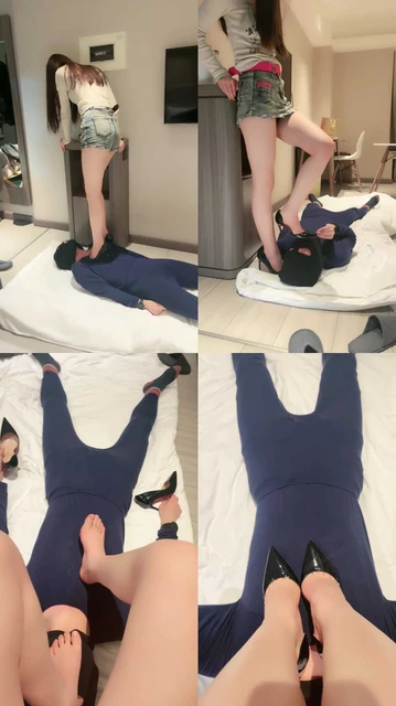 【CiCi情侣主】红底高跟鞋喂食踩踏专场