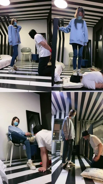 【Q月s】反绑双手运动女生重度踢踹