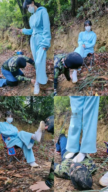 【暴力美学】户外调教-你把鞋底刷舌头/踩踏/藤条sp