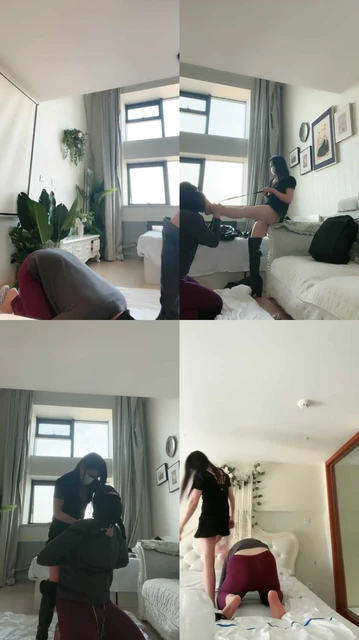 【瑞吉娜】反绑长靴踢踹鞭打/跪舔肉丝jio