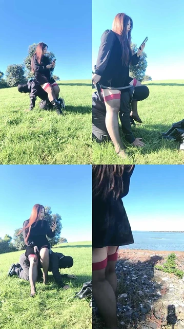 【新西兰秦秦】野外遛狗-坐垫/黑丝脚塞嘴