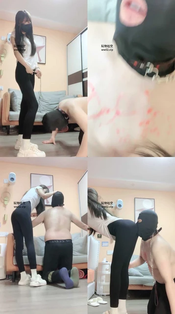 【鹿可】捆绑小白鞋白袜虐/狗链遛狗/滴蜡鞭打