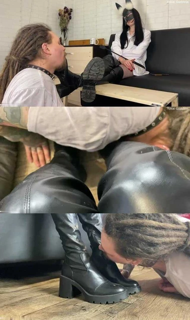 【欧美女王】跪舔狐妖美女Yokai的皮靴脏鞋底！惨遭皮靴踩脸碾手蹂躏！