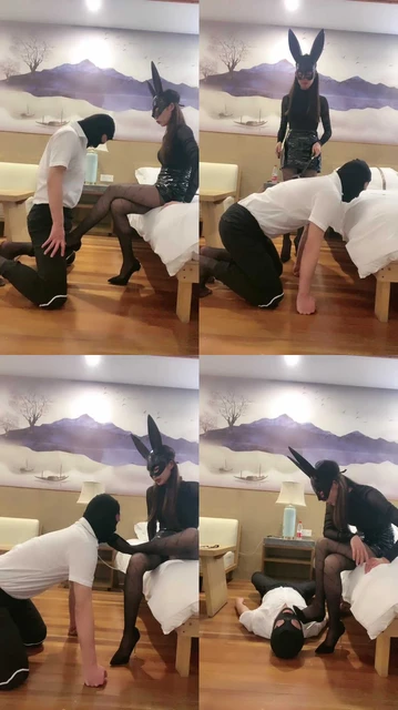 【婉儿】兔女郎黑丝高跟踩踏/耳光