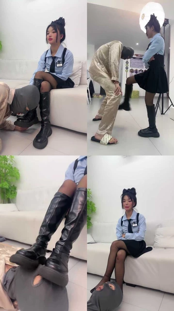 【狗哥】素人精神小妹长靴黑丝踩虐