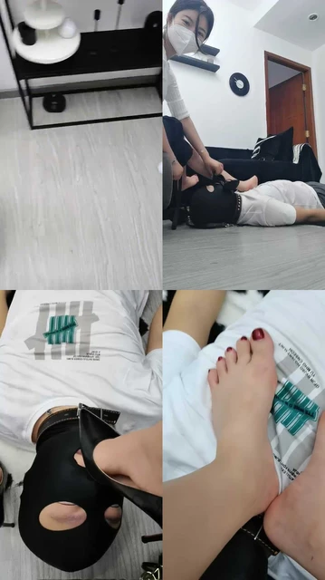 【梓晨】裸足舔脚深喉/高跟踩虐乳