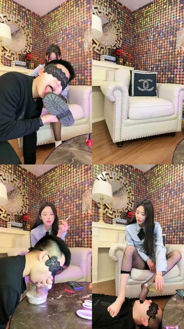 【狸狸s】闻舔吃白棉袜黑丝酸奶舔脚深喉黑丝喂圣水