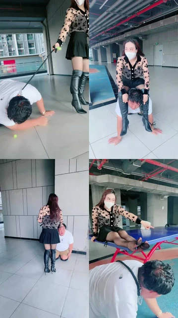 【长沙雪王】户外训马奴-高跟皮靴喂食插嘴/骑乘鞭打/踩踏