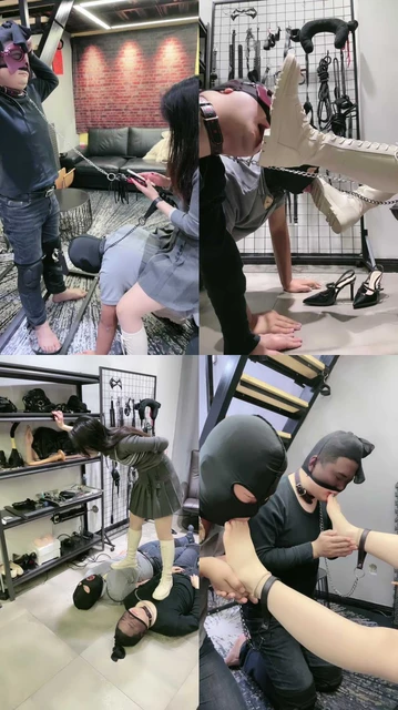 【晚晚】白靴学生主训双奴-耳光/踩踏/舔脏鞋底