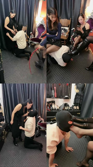 【乔伊S】乔伊S，泽天S，三个女王虐狗踢裆踩踏暴力耳光