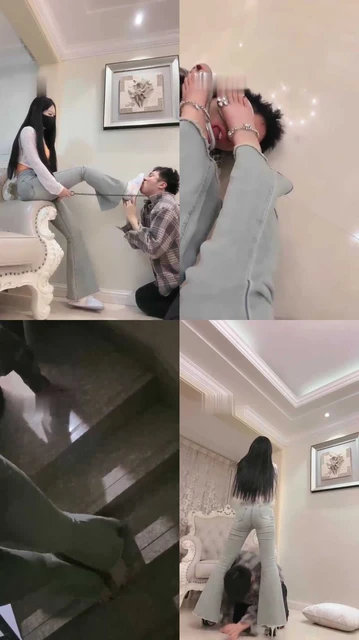 【桃幼幼】狂舔休闲板鞋 踢踹虐打 近距离舔脚